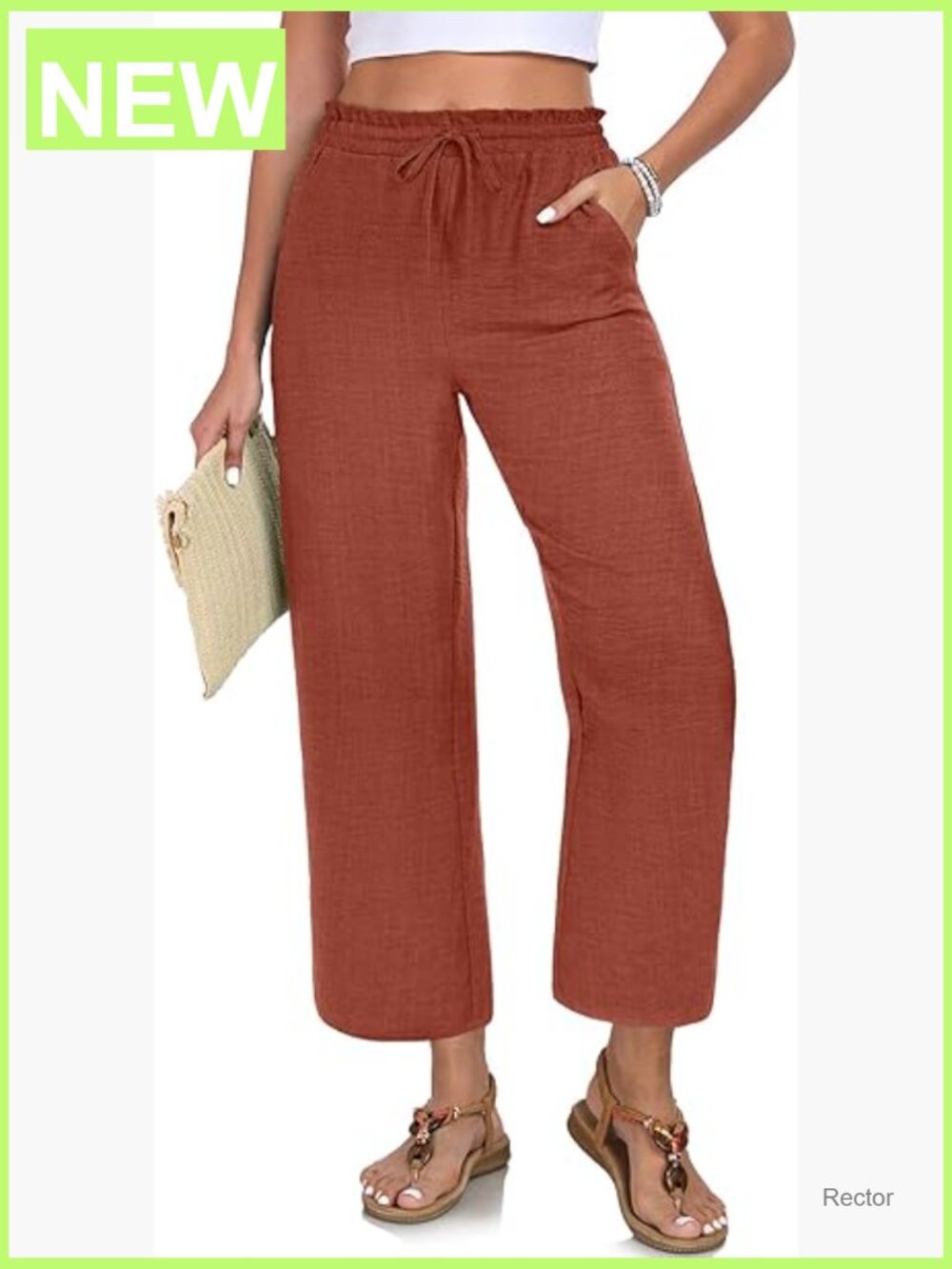 High Waist Cropped Palazzo Pants with Pockets Beach Casual Summer
